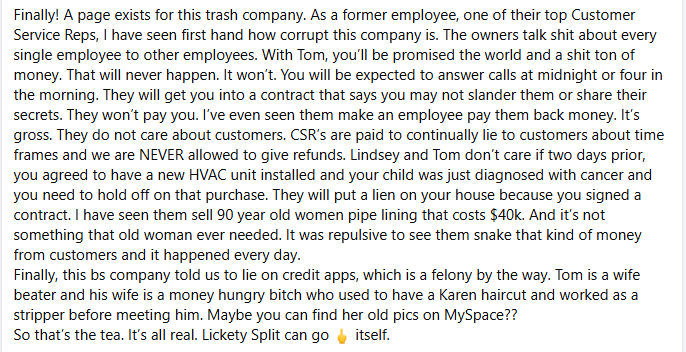 Ex-employee review 1 — documentation on file